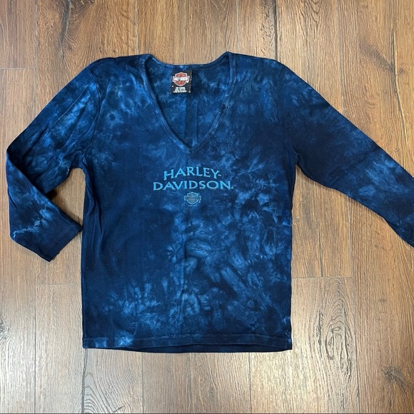 Vintage 2001 Harley-Davidson blue tye dye tee SZ MD - Picture 1 of 4